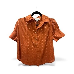Never A Wallflower Everything Top Brick Red Gold Metallic NWT Size XS
